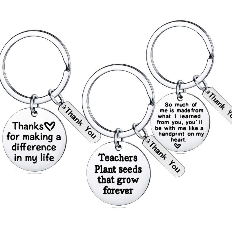 Nimteve Teacher Appreciation Gift for Women, 3PCs Teacher Keychain Set, Jewelry Gift for Teachers, Birthday Gift for Teacher Gifts From Students (3PCs Mixed #1) - Image 1